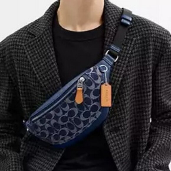 Coach Deep Blue Signature Denim Belt Bag & Card Wallet Double Bundle, NWT - Picture 8 of 9